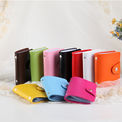 24 Card Slots Double-sided Card Case Solid Leather Wallet PVC Lady Card Holder