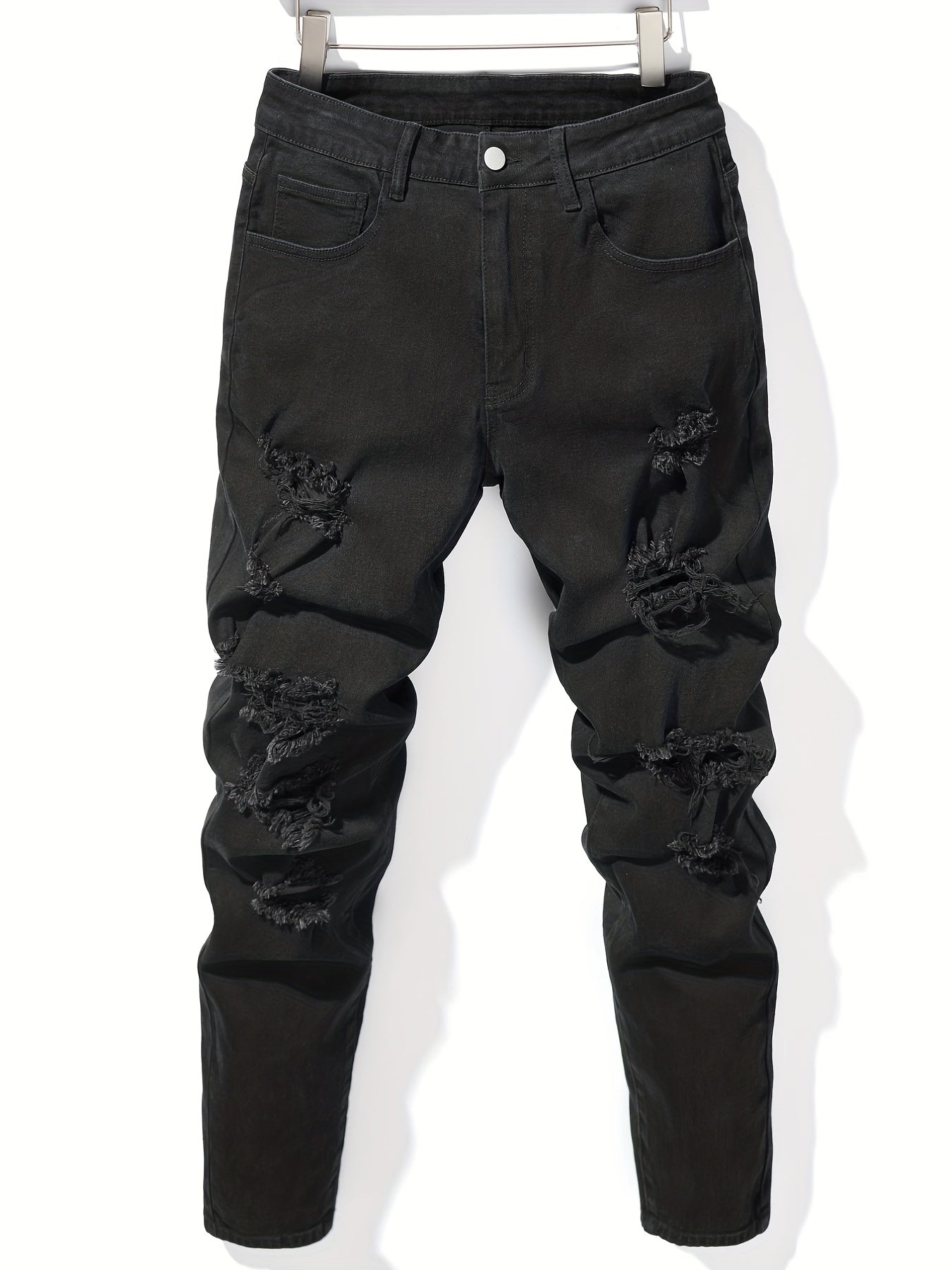 Men's Ripped Slim Fit Denim Jeans With Pockets