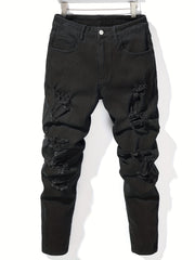 Men's Ripped Slim Fit Denim Jeans With Pockets