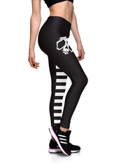 Skull Print High Rise Yoga Pants for Women
