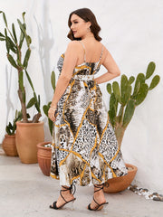 Leopard Print Maxi Cami Dress With Belt