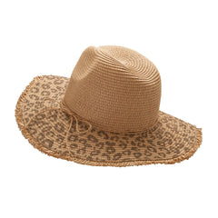 Leopard Raw Edge Fedora Staw Hat Tassel Cowboy Hats For Women