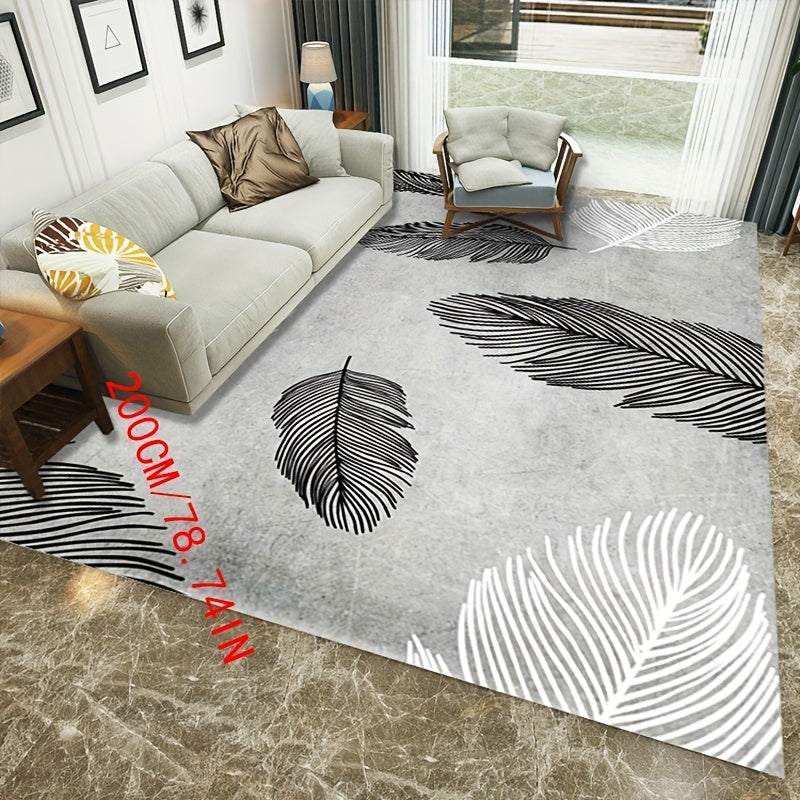 Leaf Print Area Rug Non Shedding Floor Carpet Anti-slip Backing Machine Washable