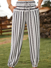 Boho Pockets Tie Front Pants Casual Loose Pants