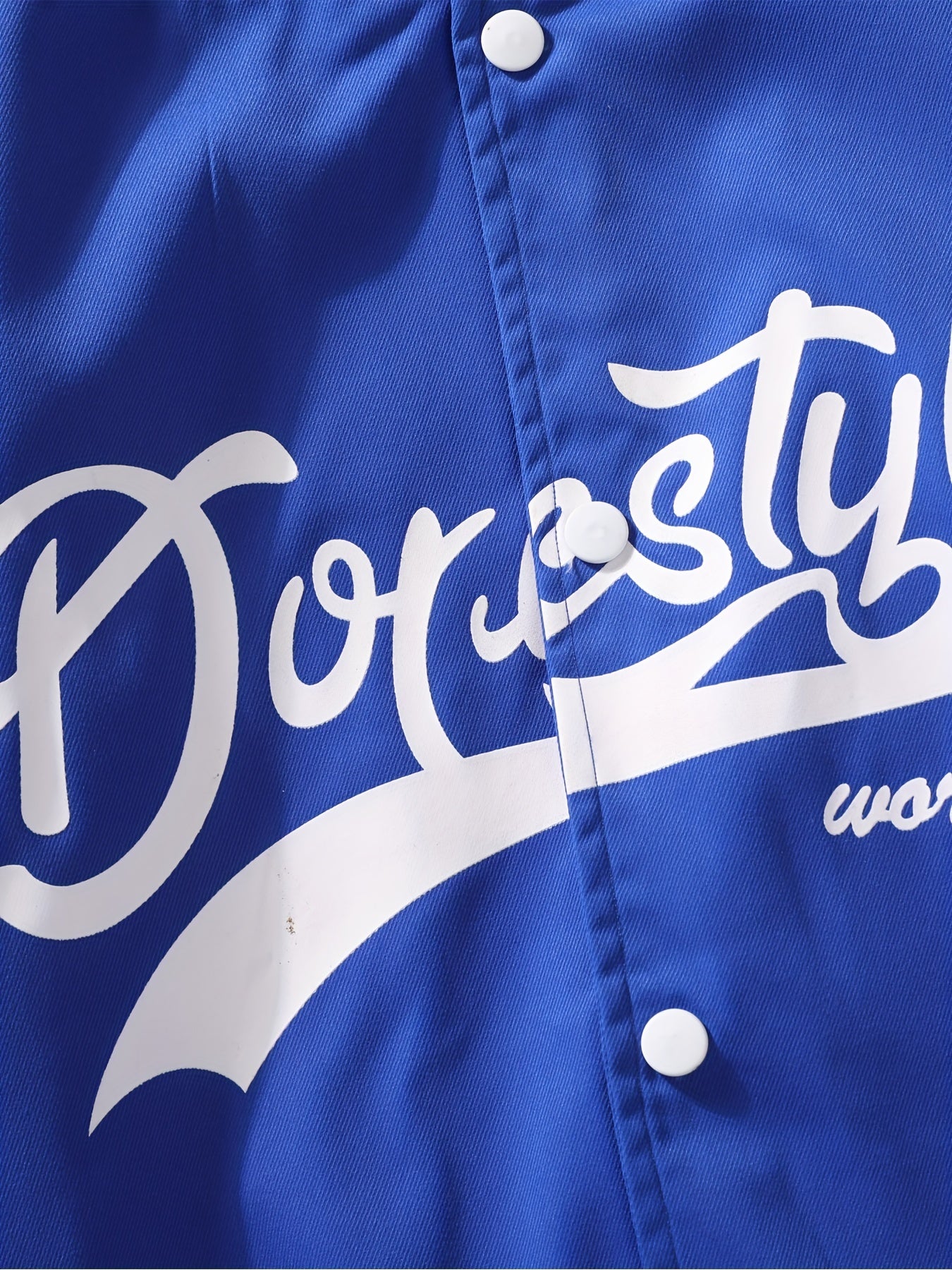 Letter Print Varsity Jacket Men's Casual Button Up Jacket Spring Fall