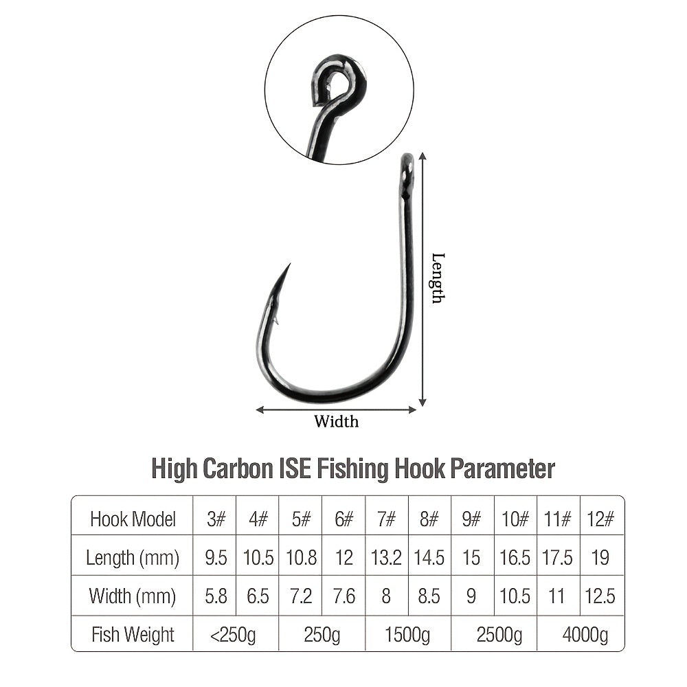 Fishing Hook Set High Carbon Steel Hooks with Stainless Steel Wire Sizes 6 12