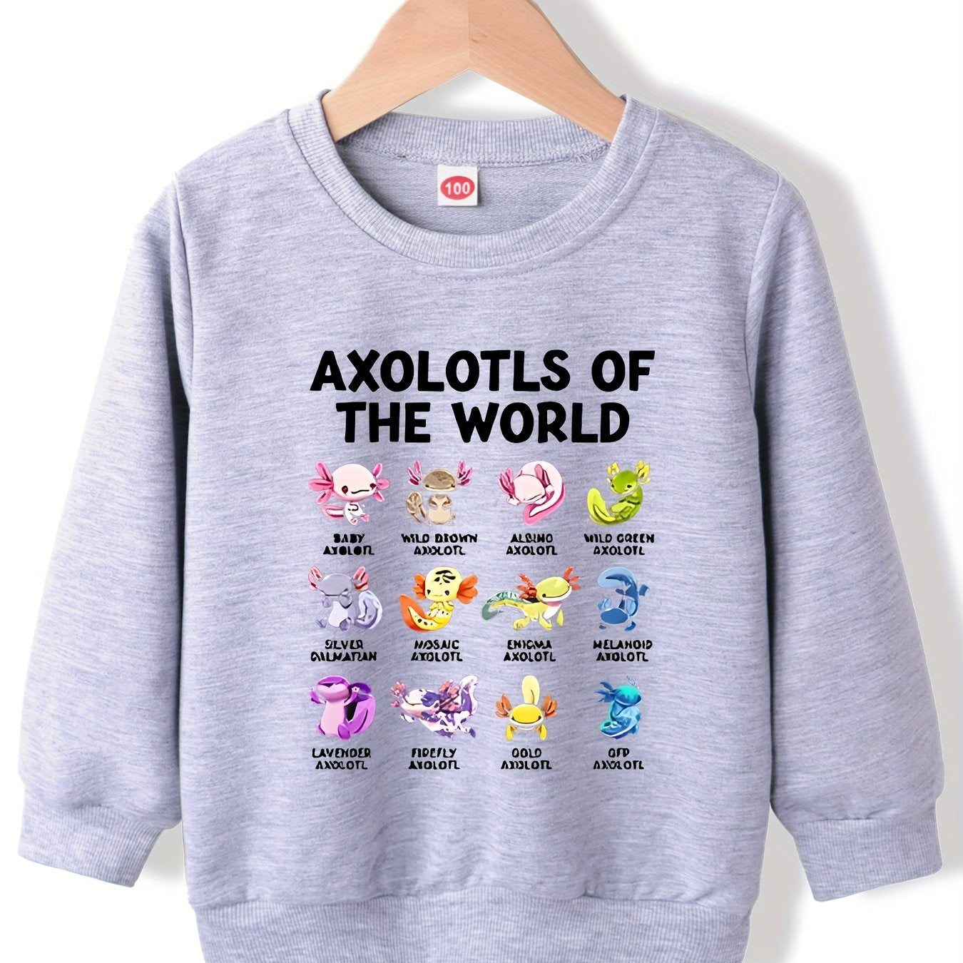 Girls' Axolotls Print Casual Sweatshirt Top