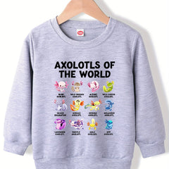 Girls' Axolotls Print Casual Sweatshirt Top