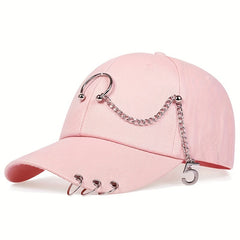 Metal Chain Iron Ring Baseball Cap Outdoor Sunshade Sunscreen Peaked Cap