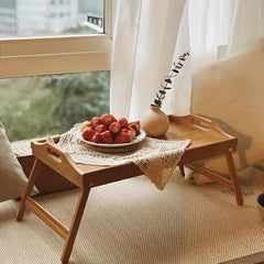 Bamboo Bed Tray Table Foldable Legs Breakfast Laptop Desk