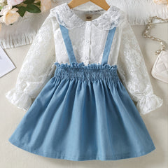 Baby Girls' Ruffled Blouse Top & Suspender Skirt Set