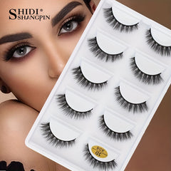 5 Pairs False Eyelashes 3D Slender Wispy Soft Reusable Lashes