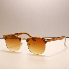 Men's Half Frame Sunglasses UV400 Retro Round Glasses