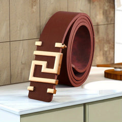 Geometry Letter Alloy Button down Casual Denim Leather Belt For Men