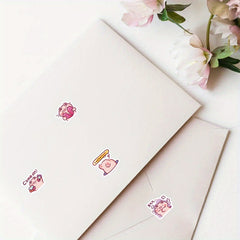 60pcs Cartoon Pig Stickers Reusable PVC Decals for Crafts Mixed Colors & Shapes