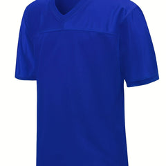 Men's American Football Jersey Mesh Rugby Shirt V Neck Short Sleeve Sports Top