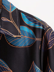 Leaf Print Men's Short Sleeve Shirt for Summer Vacation