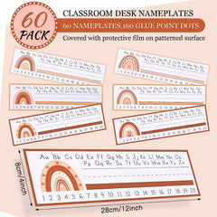 60pcs Classroom Desk Name Stickers with 120Point Glues