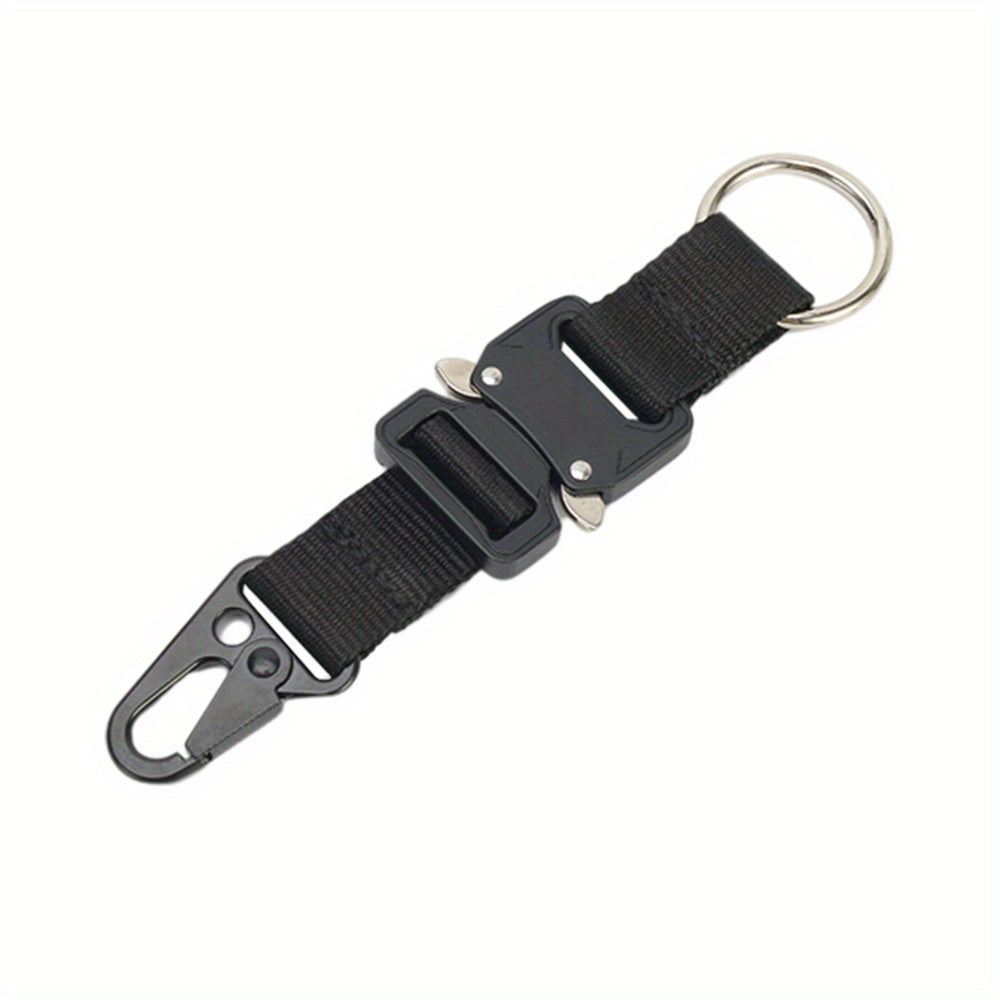 Tactical Keychain w/ Metal Buckle & Nylon Webbing for Outdoor Camping/Hiking