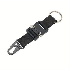 Tactical Keychain w/ Metal Buckle & Nylon Webbing for Outdoor Camping/Hiking