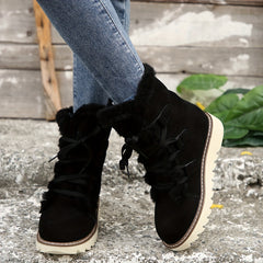 Women's Non slip Warm High Tube Snow Boots Lace Up Coldproof Snow Boots