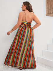 Colorful Stripe Print Maxi Dress