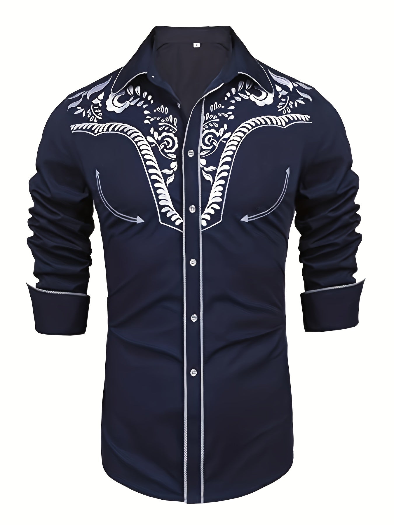 Western Cowboy Men's Long Sleeve Embroidered Shirt Spring Fall Vacation Resort