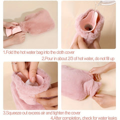 Portable Hot Water Bag with Plush Cover Large Capacity PVC Hand Warmer