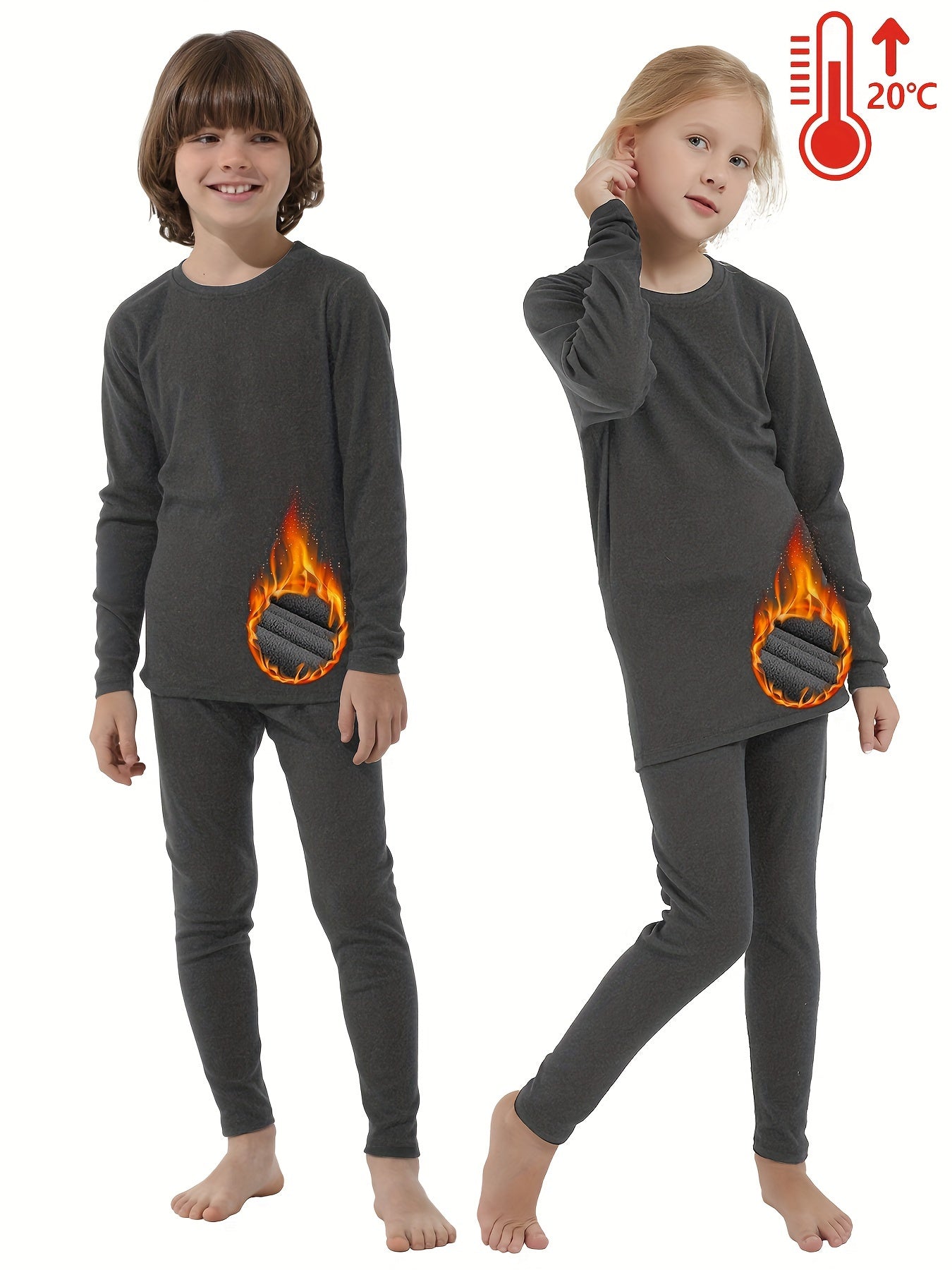 Kids Thermal Underwear Set Ski Boys Girls Fleece
