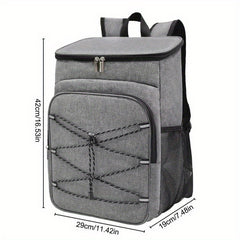 20L Insulated Lunch Backpack Thermal Food Carrier Multiple Compartments Grey Nav