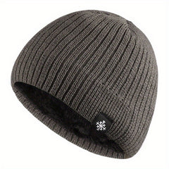 Snowflake Label Patch Knitted Beanie Unisex Warm Knit Hat