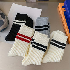 10 Pairs Men's Striped Socks Breathable Casual Outdoor Crew Socks