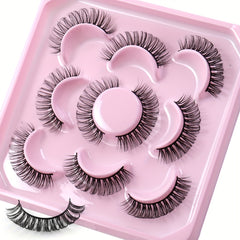 5 Pairs 3D Fluffy Cat Eye Lashes D Curl Wispy Natural Volume Faux Mink Lashes