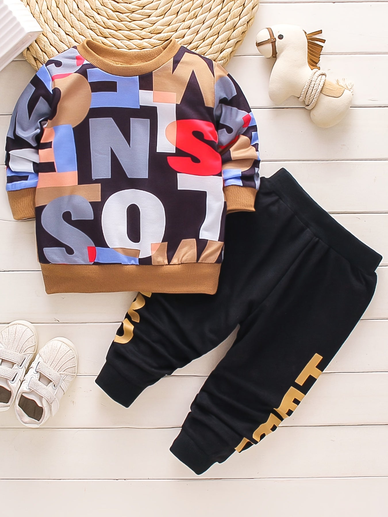 Toddler Boy Letter Print Sweatshirt & Pants Set