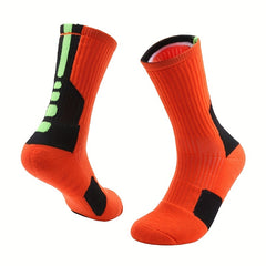 Men's Non-Slip Crew Socks - Basketball Wear-Resistant Polyester Socks