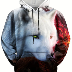 Wolf Graphic Hoodie Comfy Loose Pullover Men's Clothing