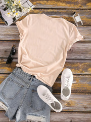 Casual Round Neck Short Sleeve Sports Top Women's Clothing