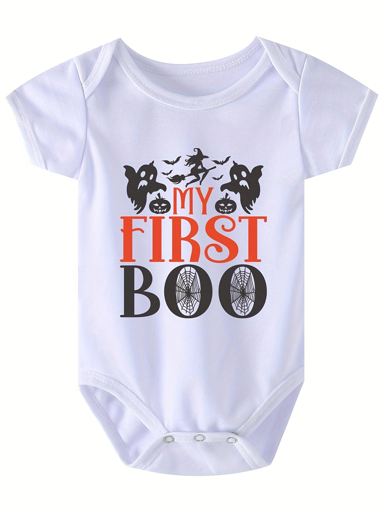 Halloween Party Series Cartoon Letter Pattern Newborn Summer Short Sleeve Romper