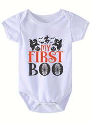 Halloween Party Series Cartoon Letter Pattern Newborn Summer Short Sleeve Romper