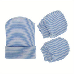 Newborn Striped Hat Gloves Set
