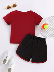 2pcs Baby Girls Heart Print T shirt & Shorts Set Baby Summer Clothes