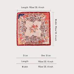 Flower Printed Satin Square Scarf Lightweight Headscarf Bandana
