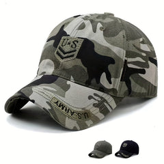 Camouflage Cotton Adjustable Mens Peaked Cap With U S Embroiderey