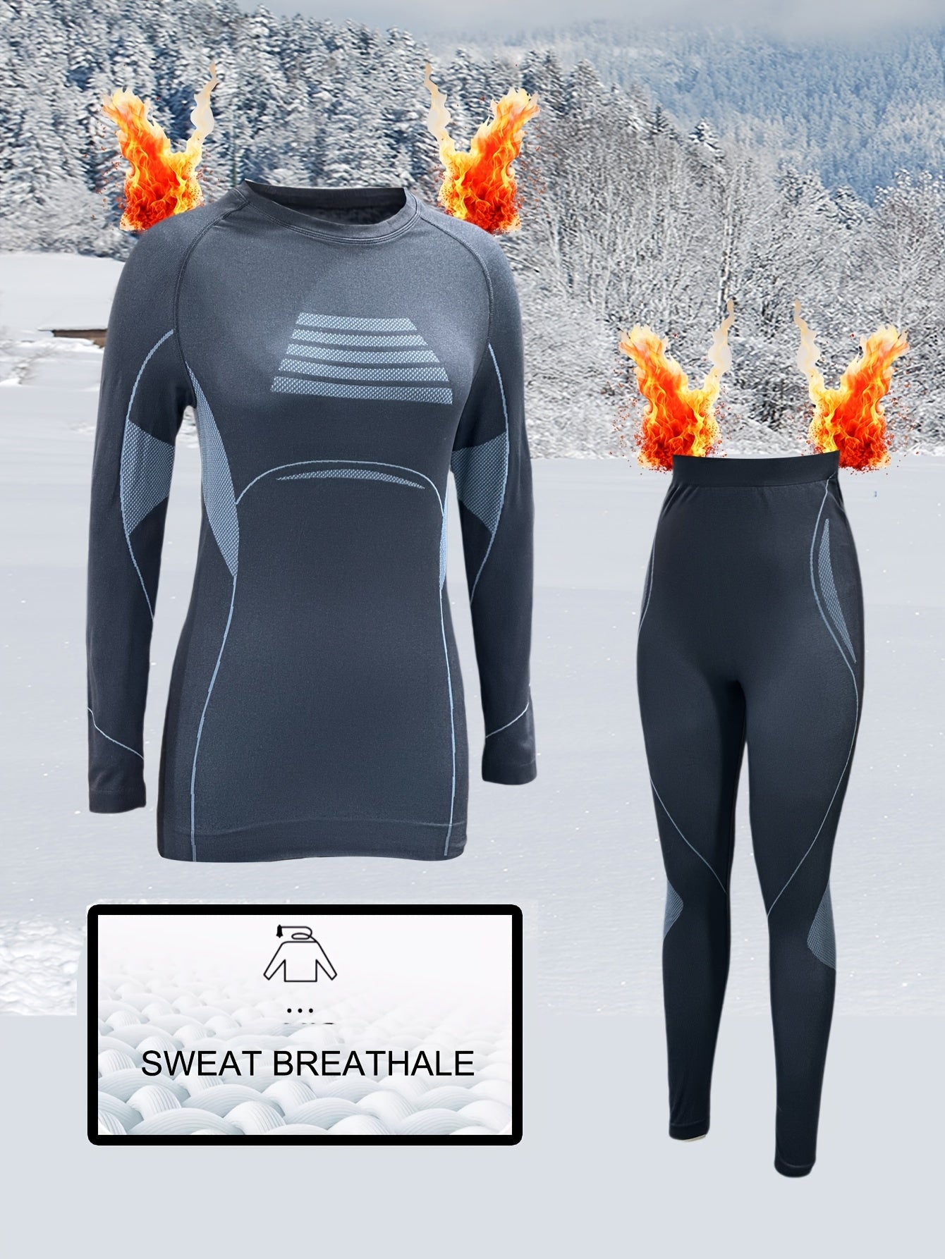 Women's Thermal Underwear Set Long Sleeve Top & Leggings