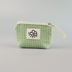 Waffle Lipstick Storage Bag Japanese Style Portable Wristlet Summer Flowers