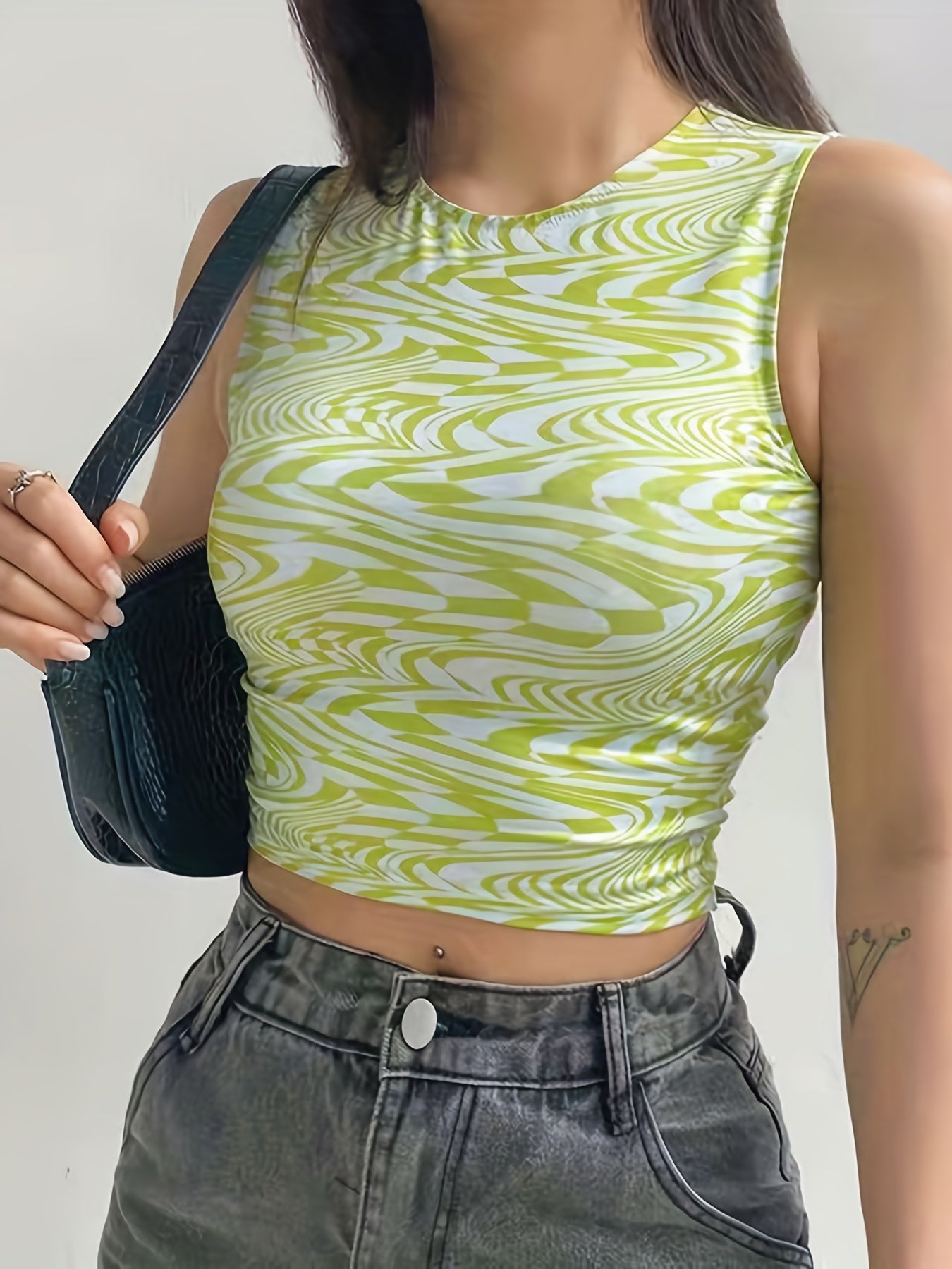 Sporty Crop Top Sleeveless Crew Neck Summer Tank