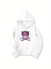 Skull & Bones Pattern Smart Hoodie Girls Halloween Party Top Pullovers