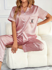 Satin Embroidered Pajamas Set for Women