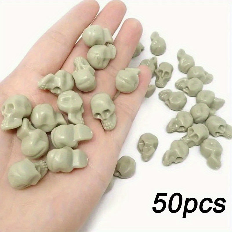 50pcs Halloween Mini Plastic Skull Head for Vase Filler & Decor