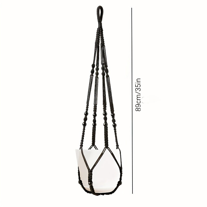 Vertical Planters Plant Hanger Indoor Hanging Wooden Beads No Fringe